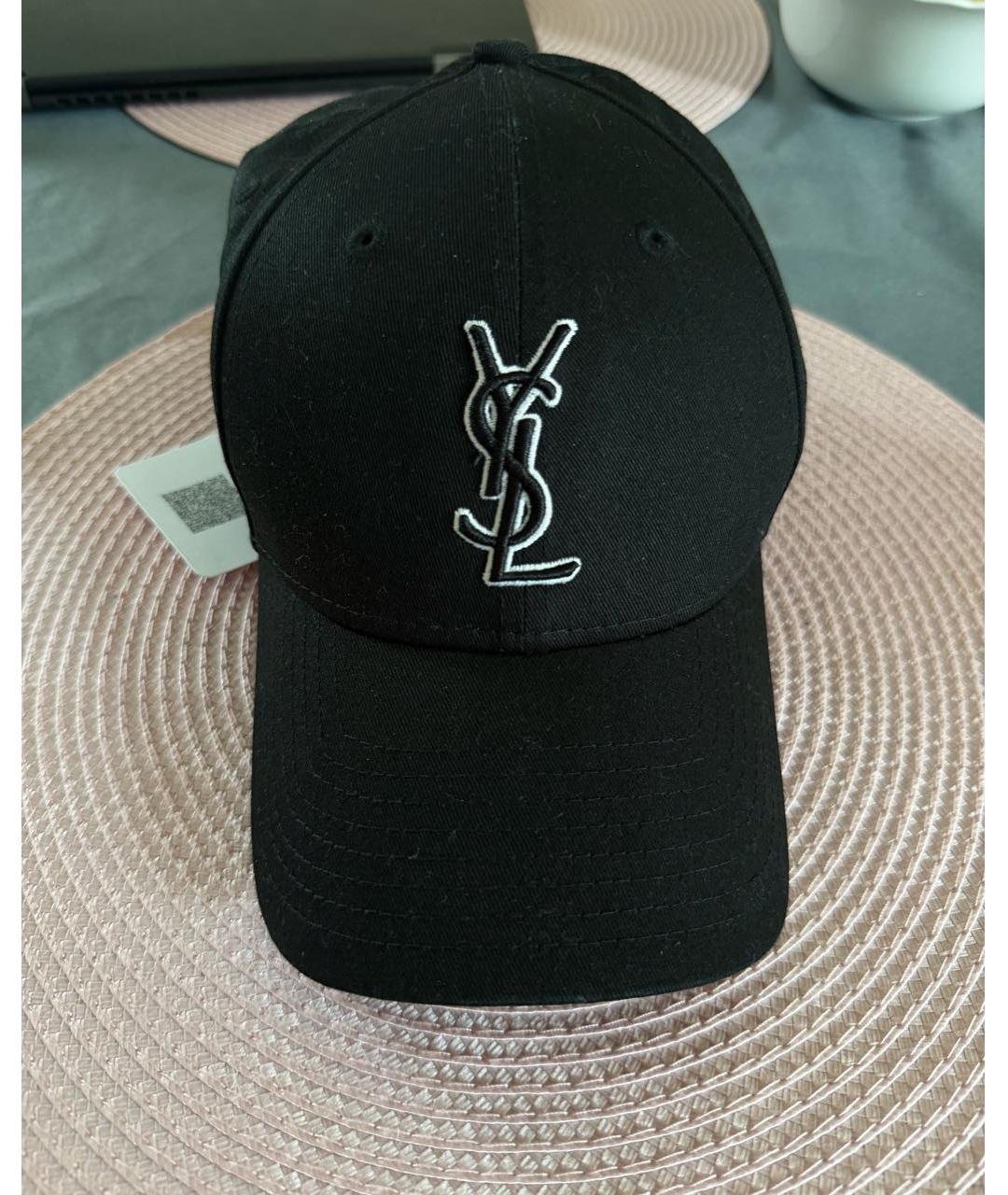 SAINT LAURENT Черная хлопковая кепка, фото 4