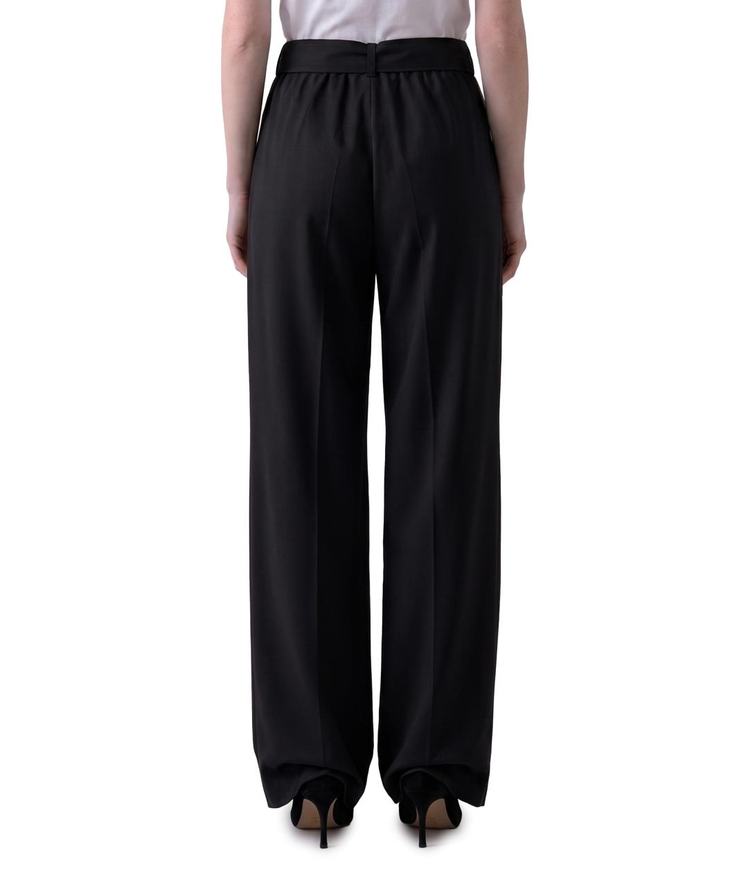MAX MARA Черные шерстяные прямые брюки, фото 2