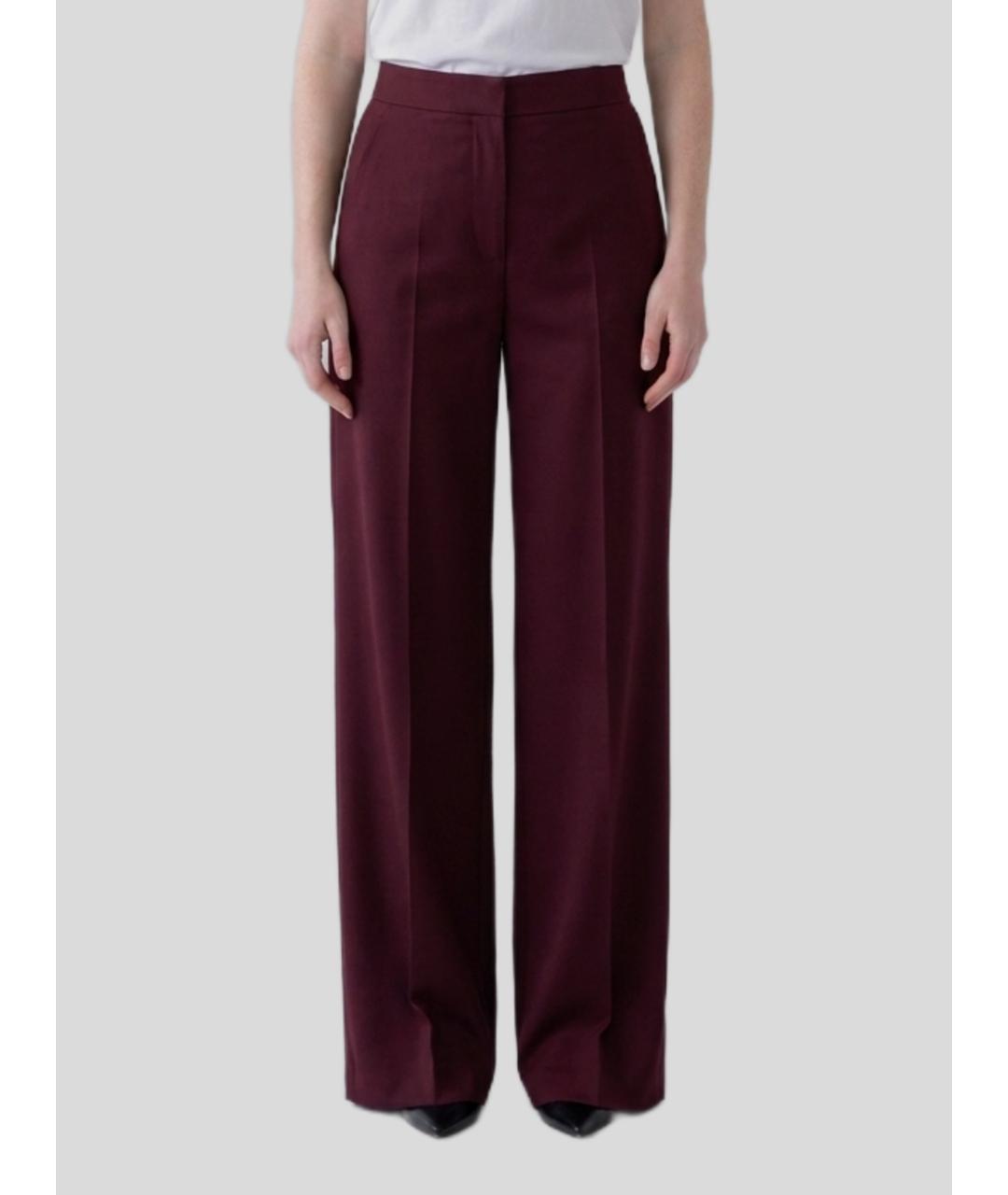 MAX MARA Бордовые шерстяные прямые брюки, фото 3