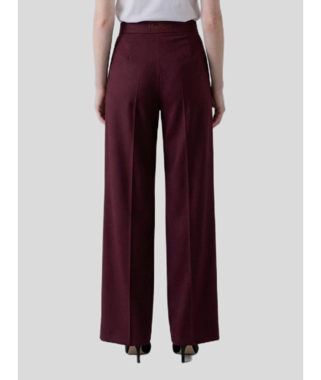 MAX MARA Бордовые шерстяные прямые брюки, фото 2