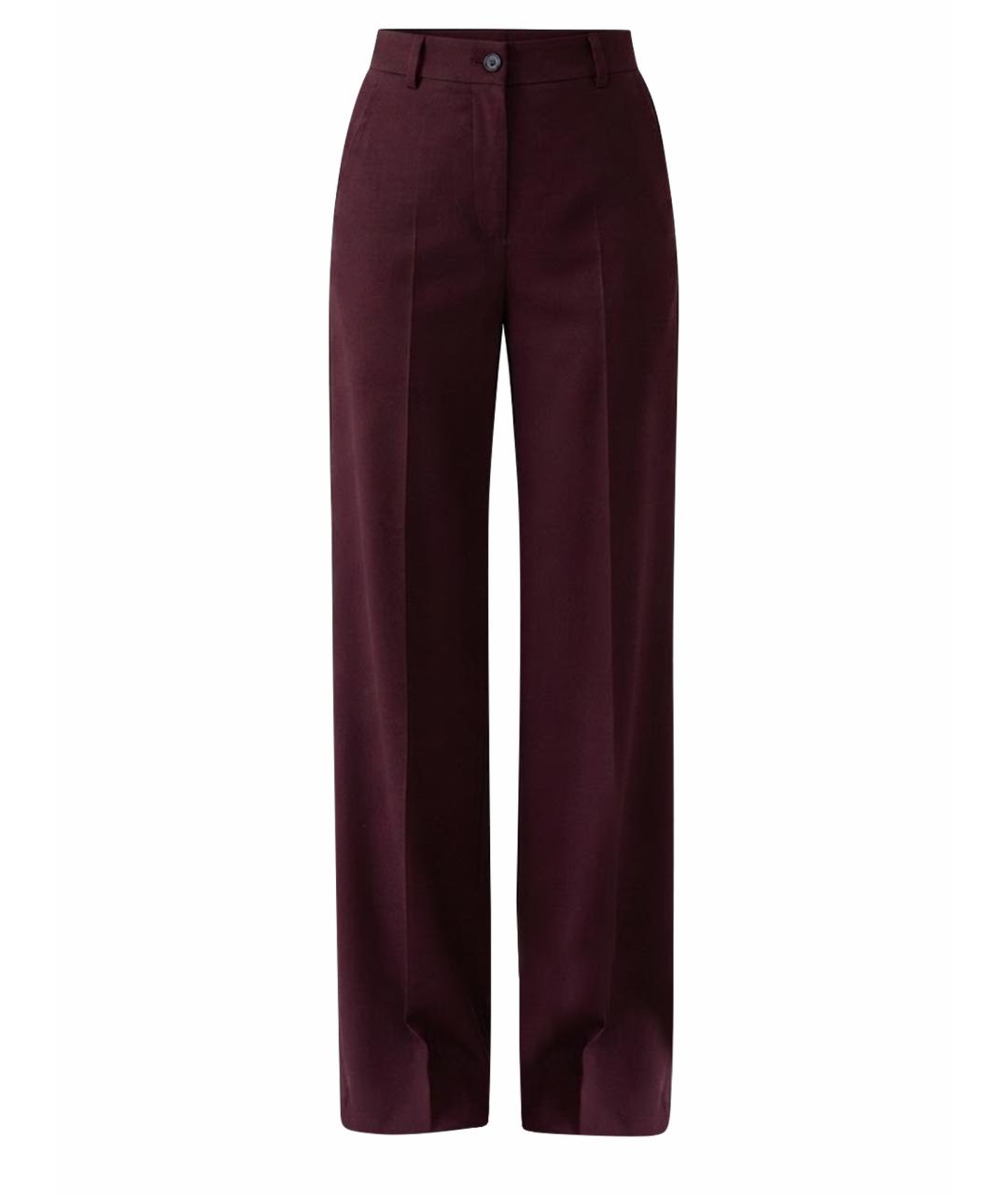 MAX MARA Бордовые шерстяные прямые брюки, фото 1