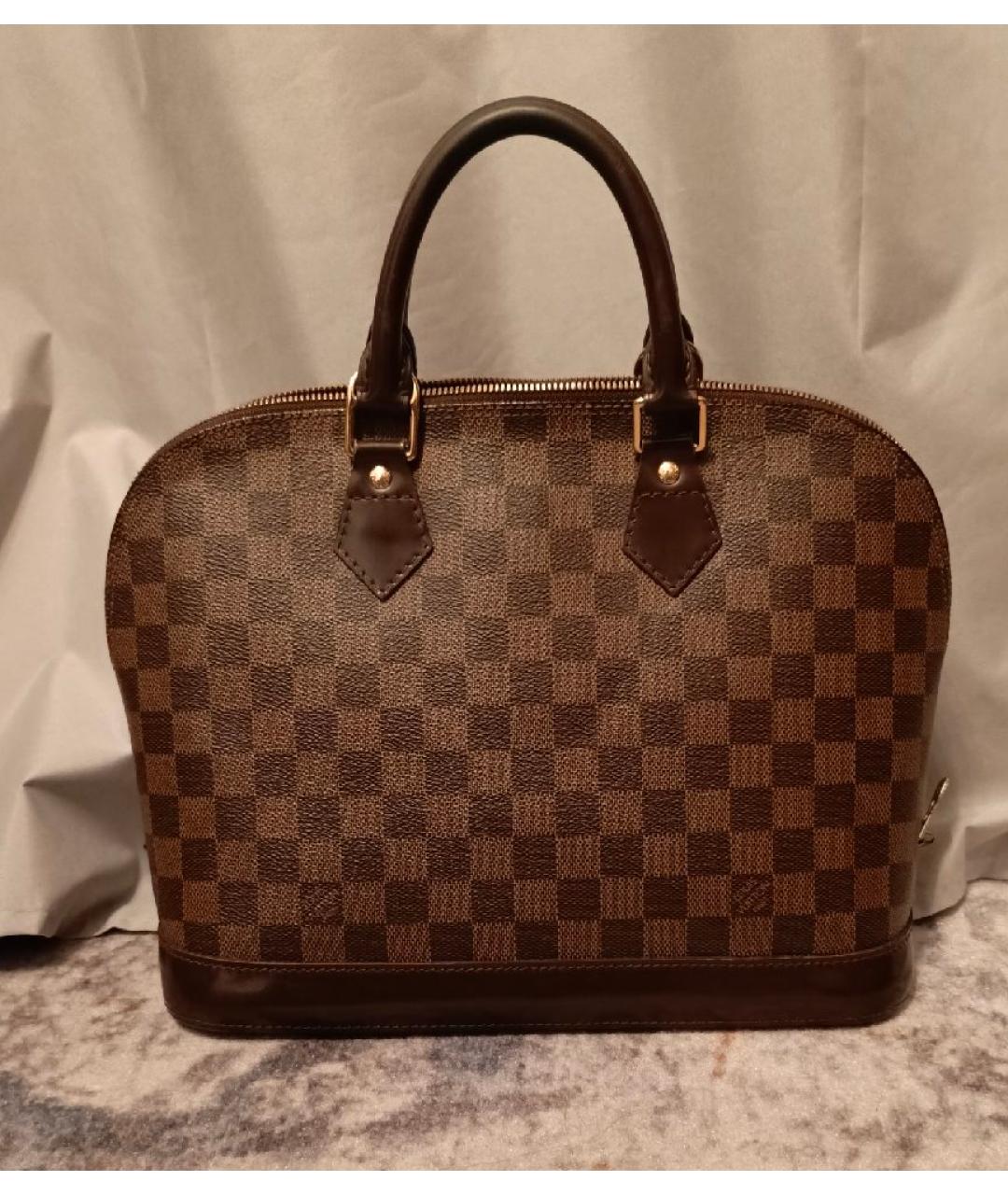 LOUIS VUITTON Коричневая сумка с короткими ручками из канвы, фото 7