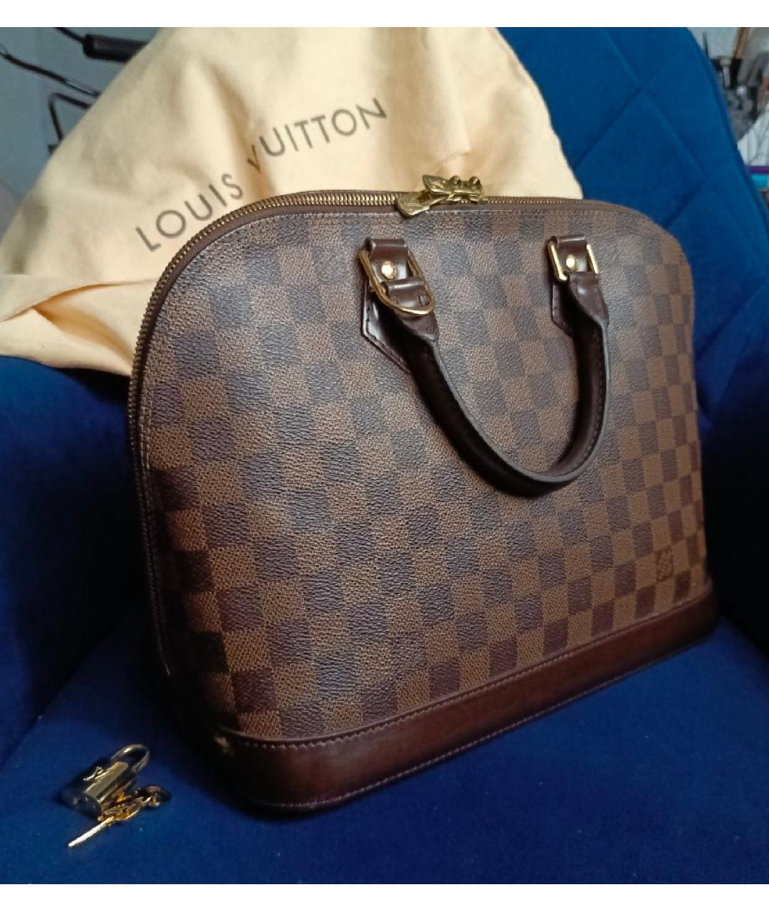 LOUIS VUITTON Коричневая сумка с короткими ручками из канвы, фото 2