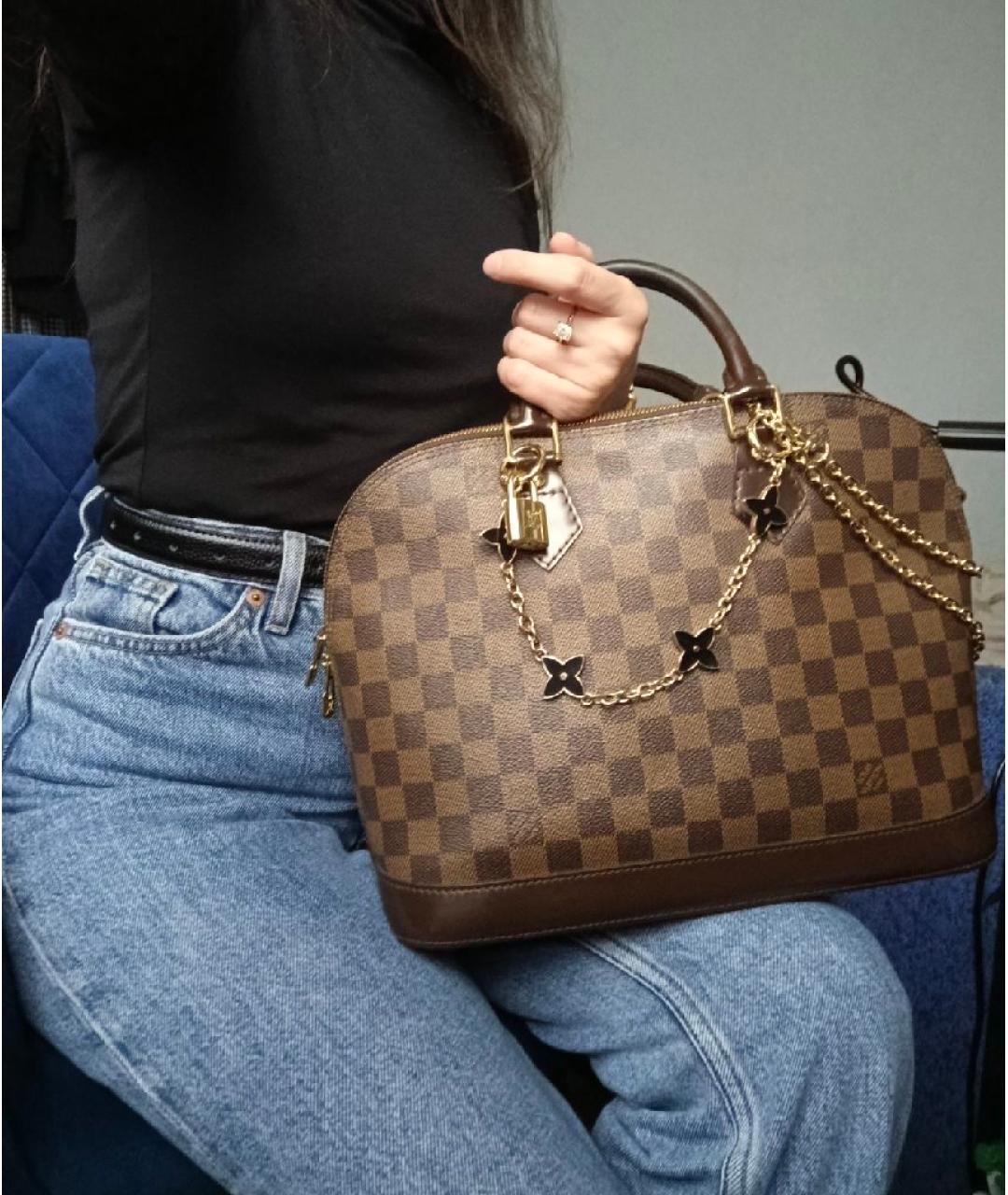 LOUIS VUITTON Коричневая сумка с короткими ручками из канвы, фото 6