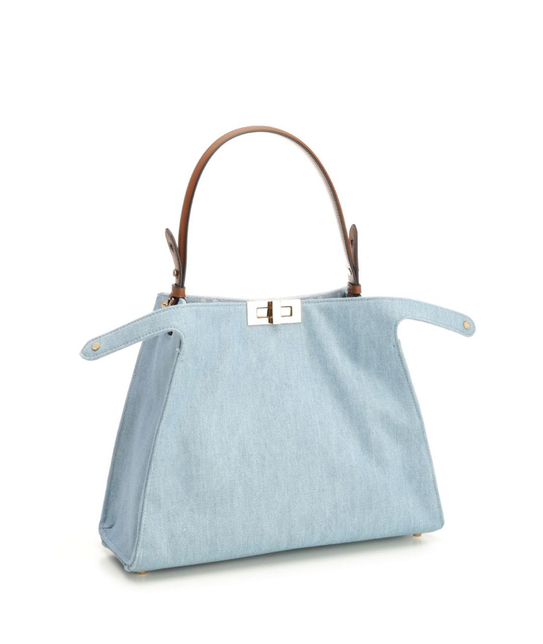 FENDI Голубая хлопковая сумка тоут, фото 2