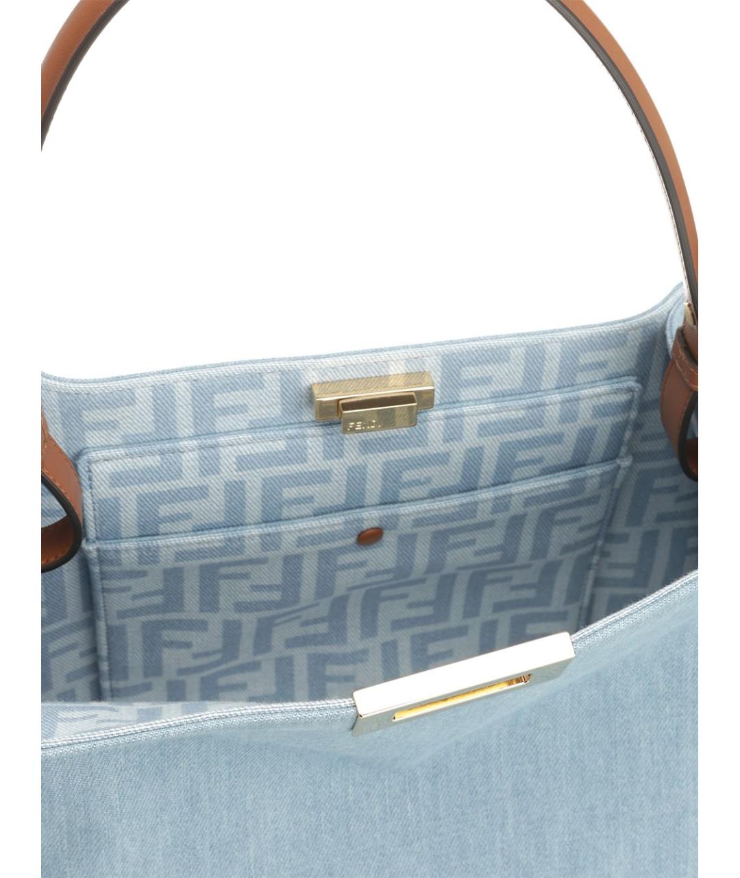 FENDI Голубая хлопковая сумка тоут, фото 4