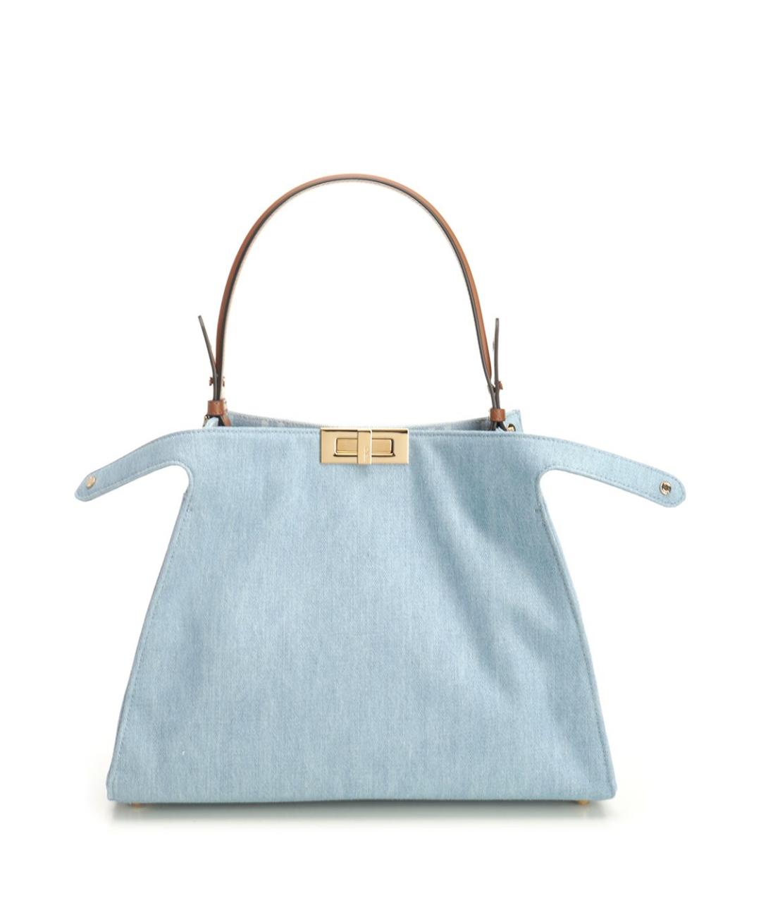 FENDI Голубая хлопковая сумка тоут, фото 1