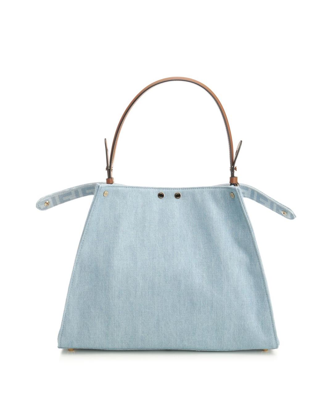 FENDI Голубая хлопковая сумка тоут, фото 3
