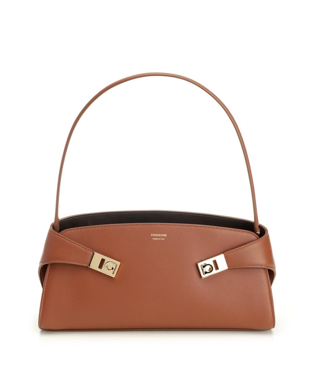 FERRAGAMO Коричневая кожаная сумка через плечо, фото 1