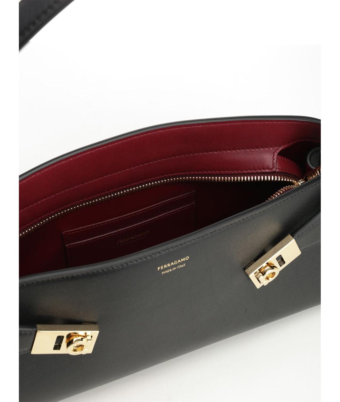 FERRAGAMO Черная кожаная сумка через плечо, фото 4