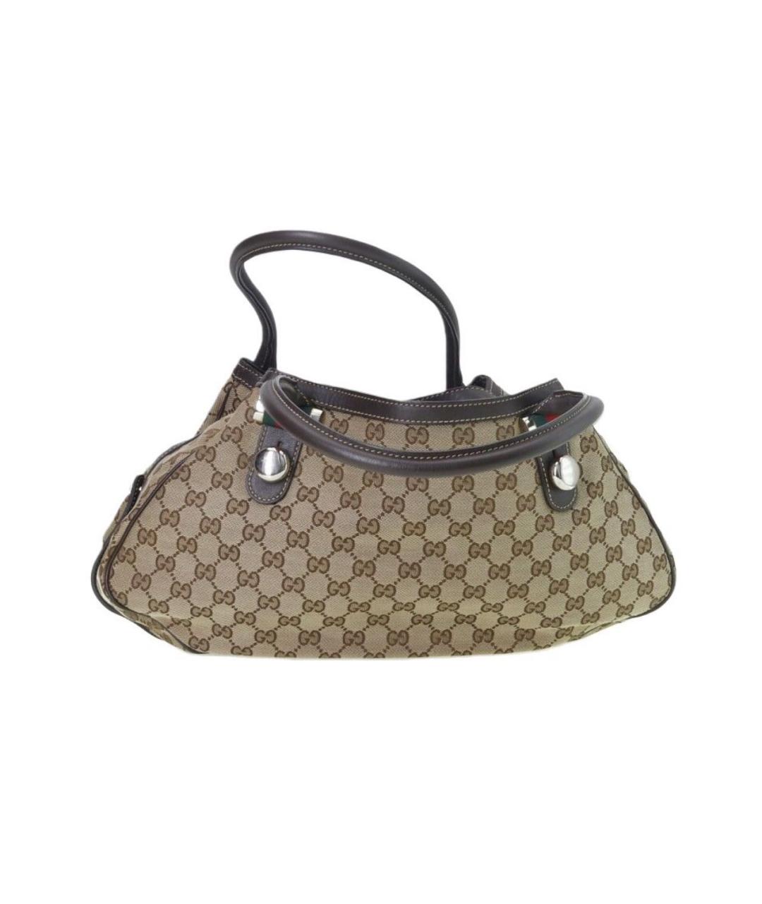 GUCCI Коричневая тканевая сумка с короткими ручками, фото 2