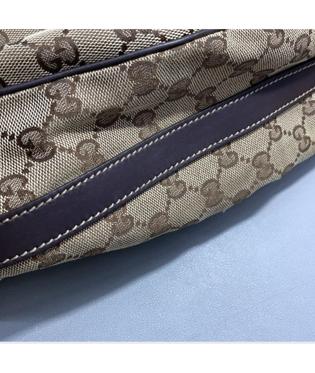 GUCCI Коричневая тканевая сумка с короткими ручками, фото 6