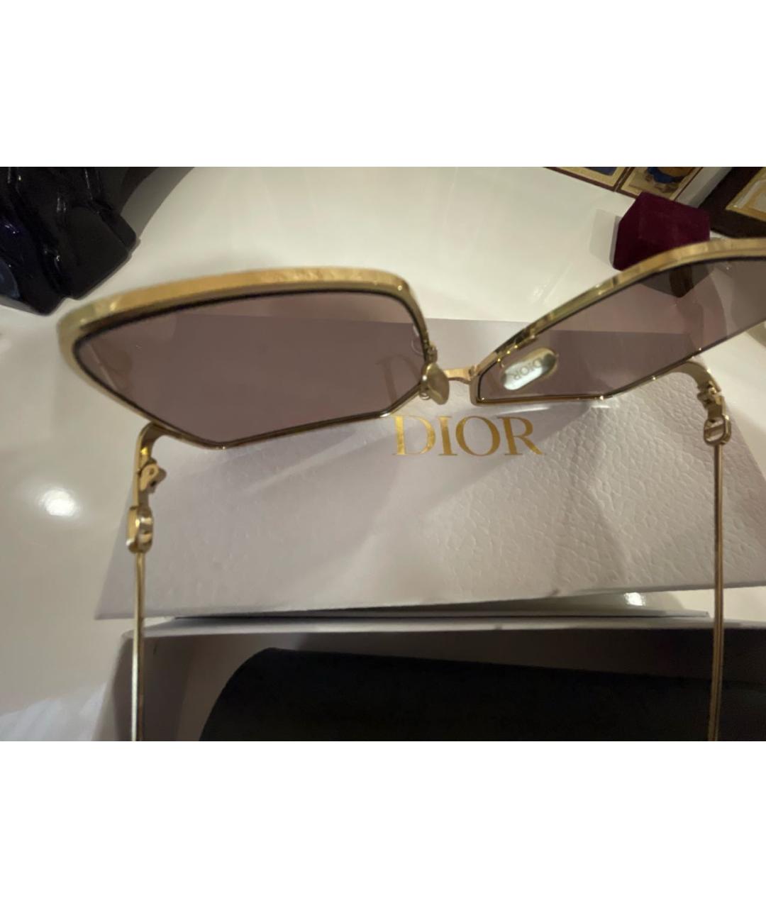 DIOR BEAUTY Золотые металлические солнцезащитные очки, фото 5
