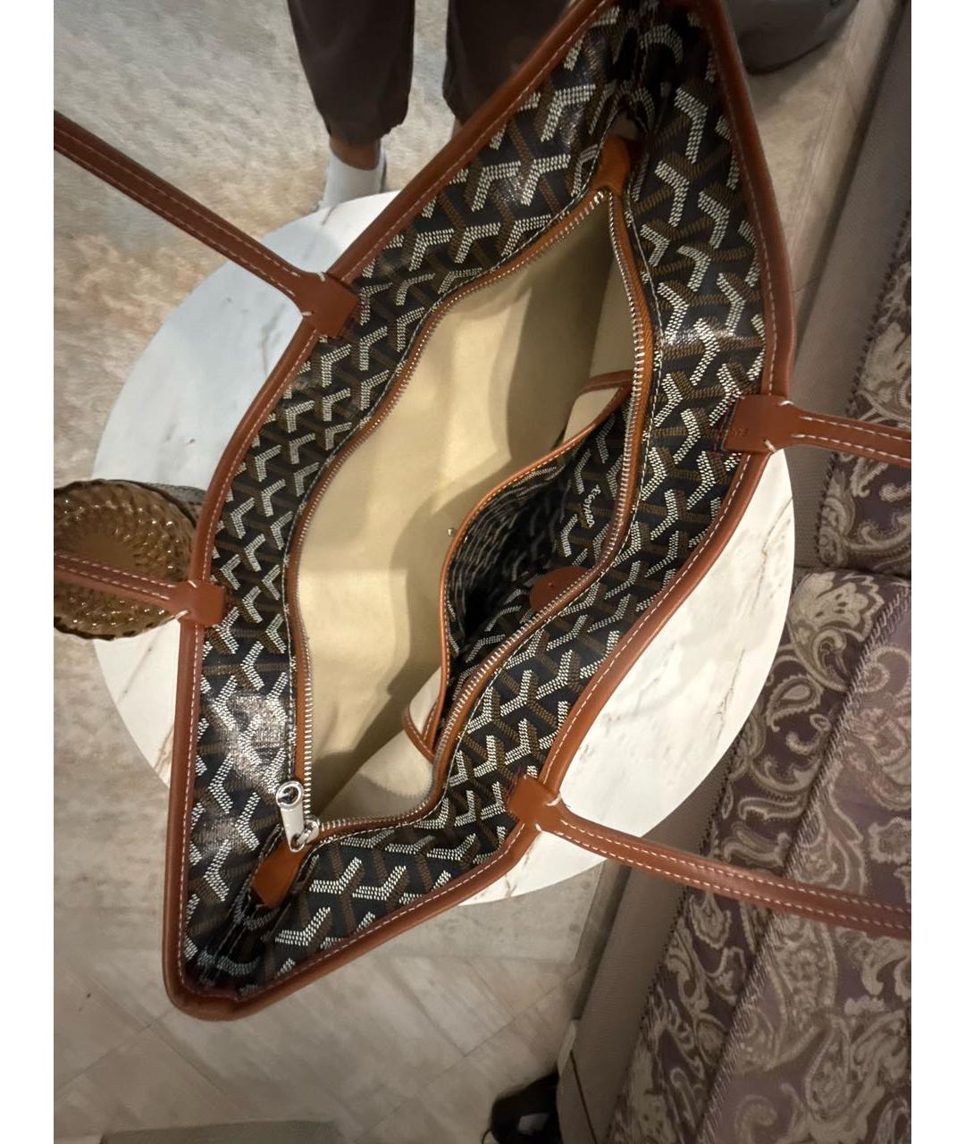 GOYARD Коричневая кожаная сумка тоут, фото 4