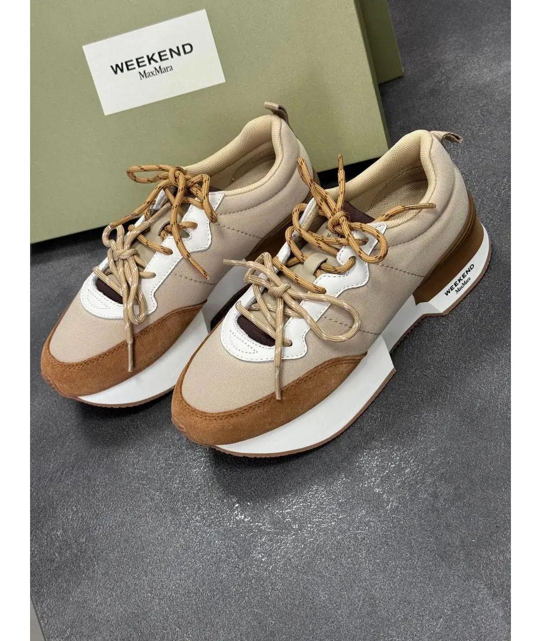 WEEKEND MAX MARA Бежевые текстильные кроссовки, фото 6