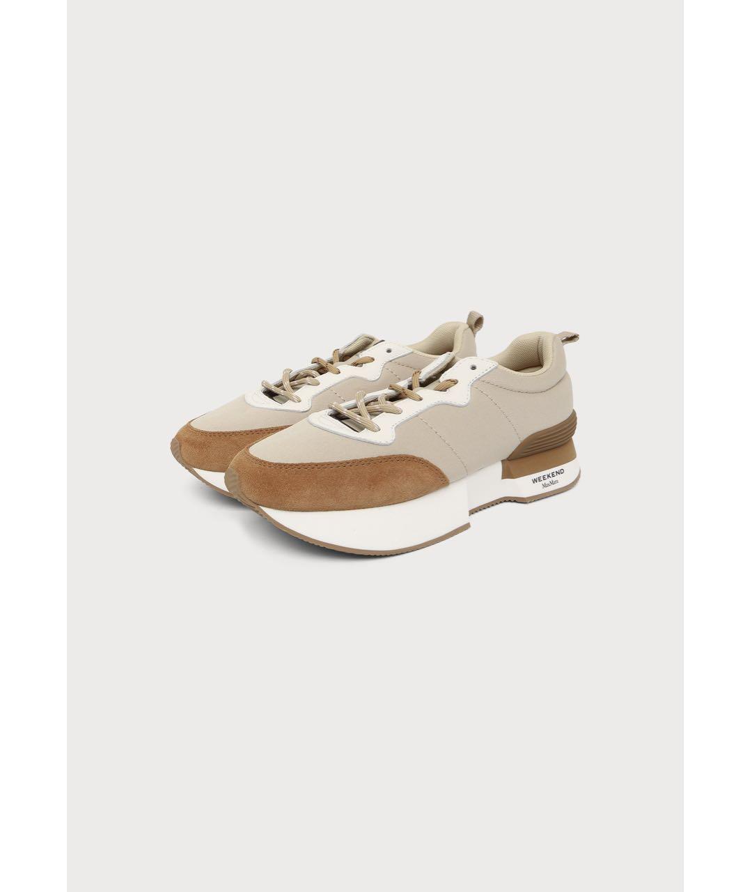 WEEKEND MAX MARA Бежевые текстильные кроссовки, фото 2