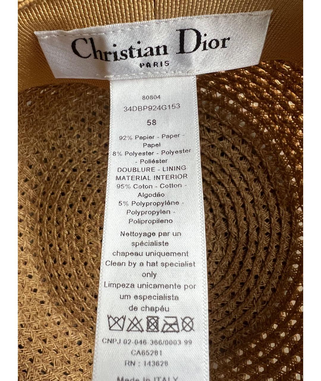 CHRISTIAN DIOR Бежевая соломенная шляпа, фото 3