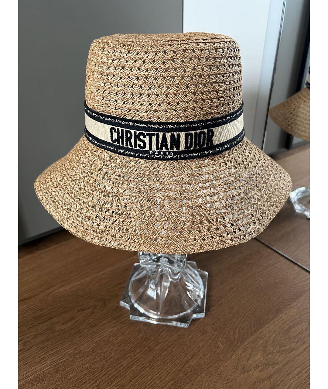 CHRISTIAN DIOR Бежевая соломенная шляпа, фото 5