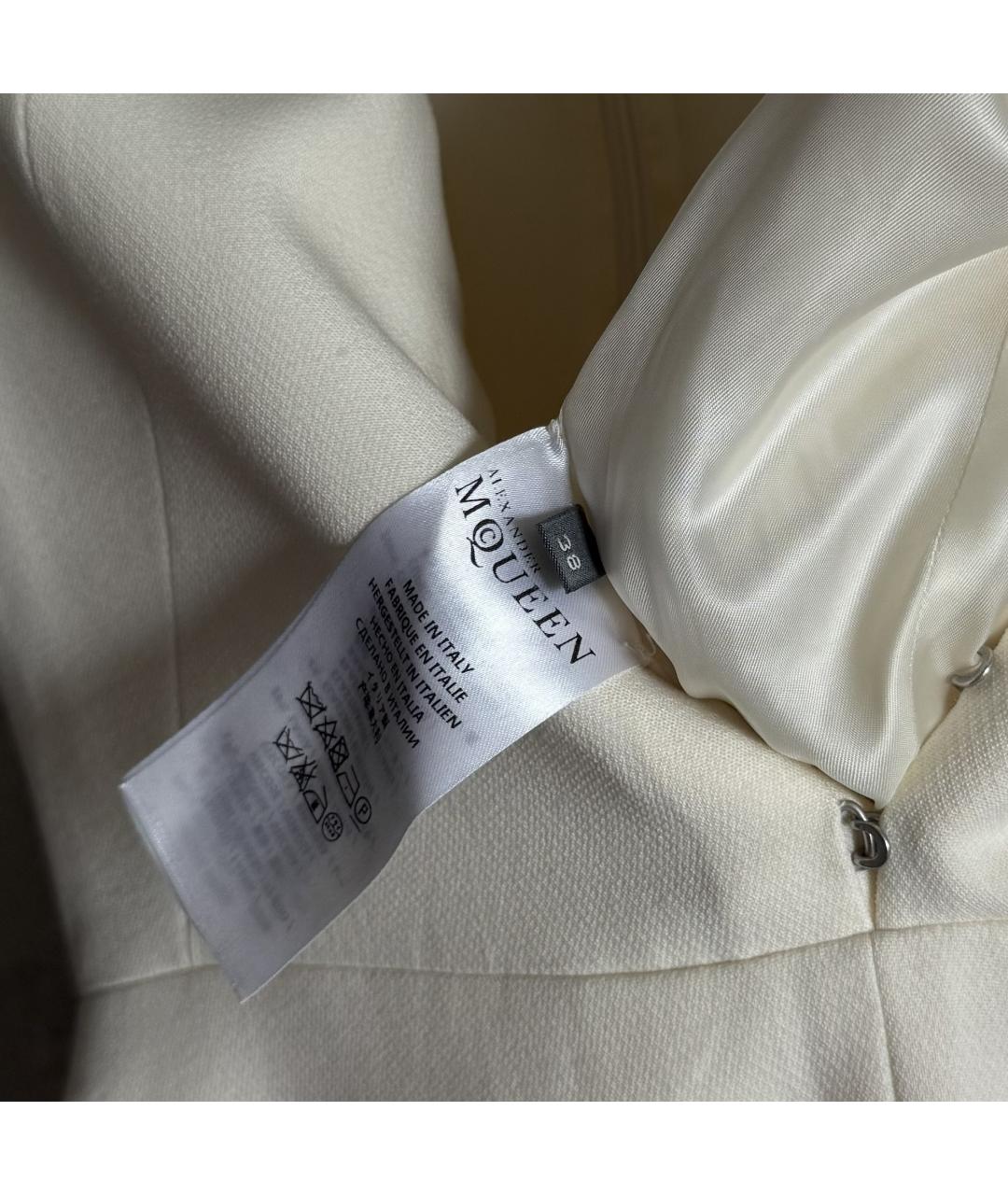 ALEXANDER MCQUEEN Бежевое вискозное повседневное платье, фото 8