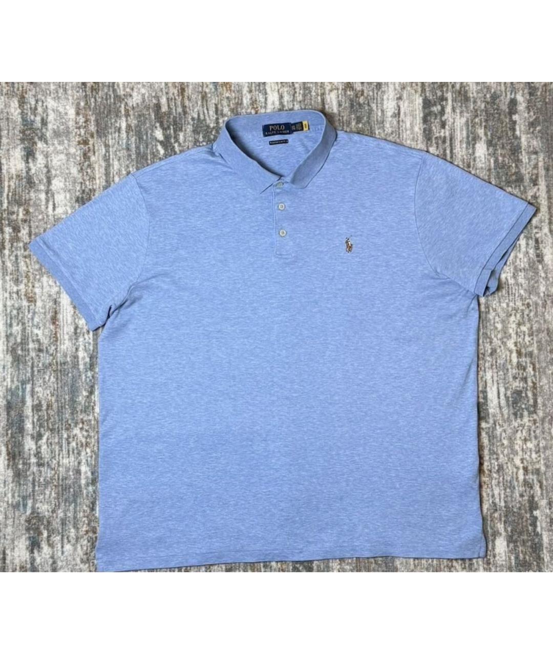 POLO RALPH LAUREN Голубое хлопковое поло с коротким рукавом, фото 7