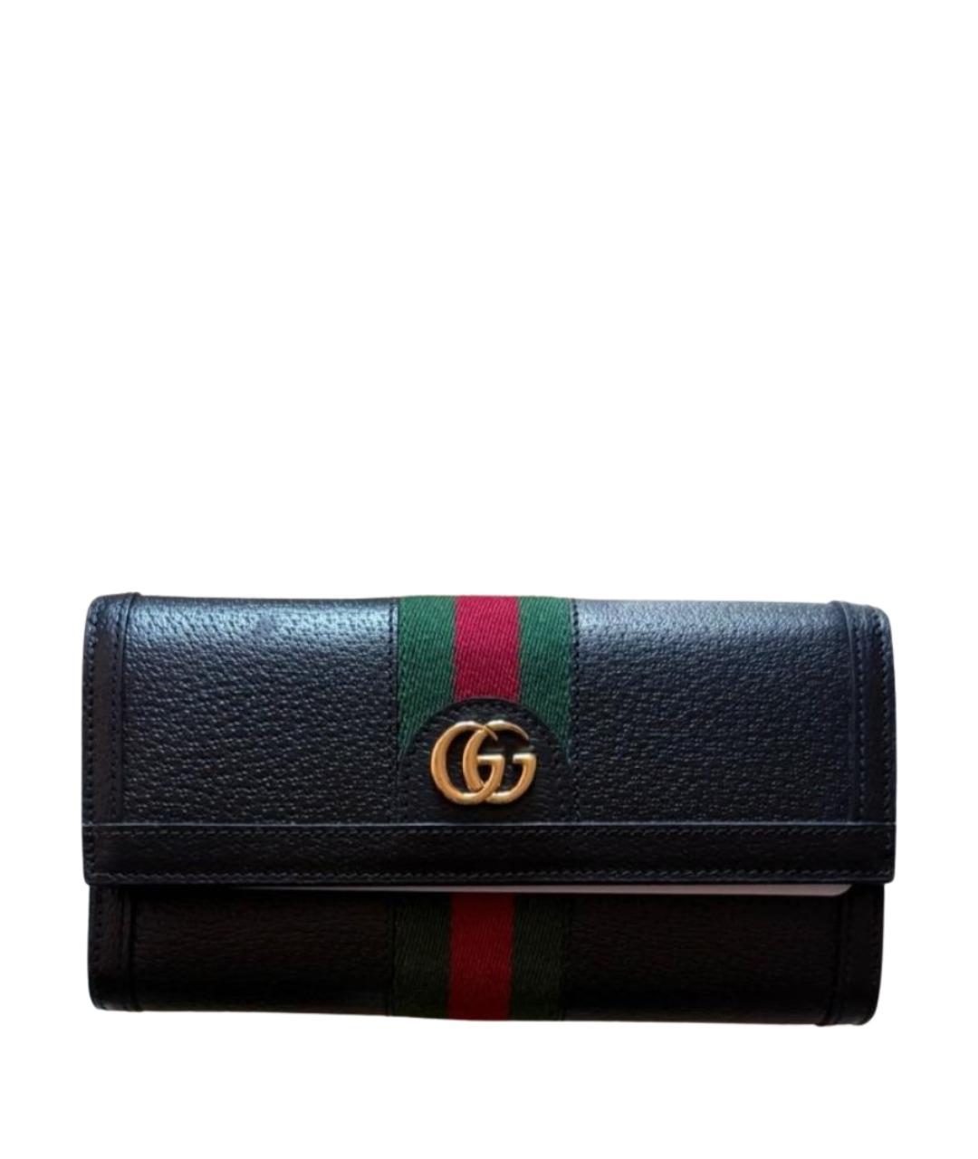 GUCCI Черный кожаный кошелек, фото 1