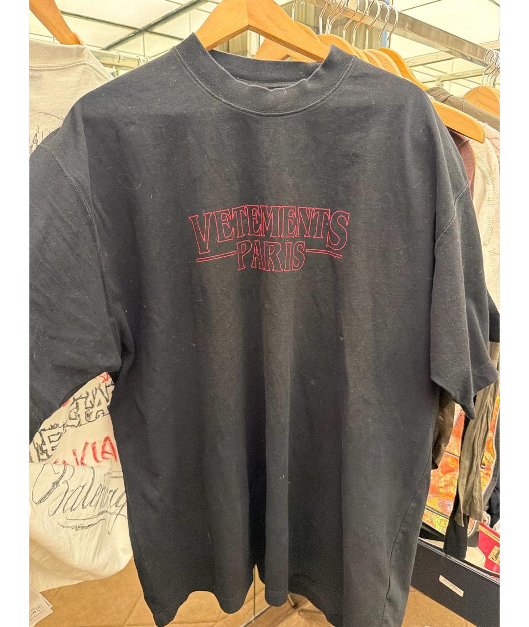 VETEMENTS Черная хлопковая майка, фото 3