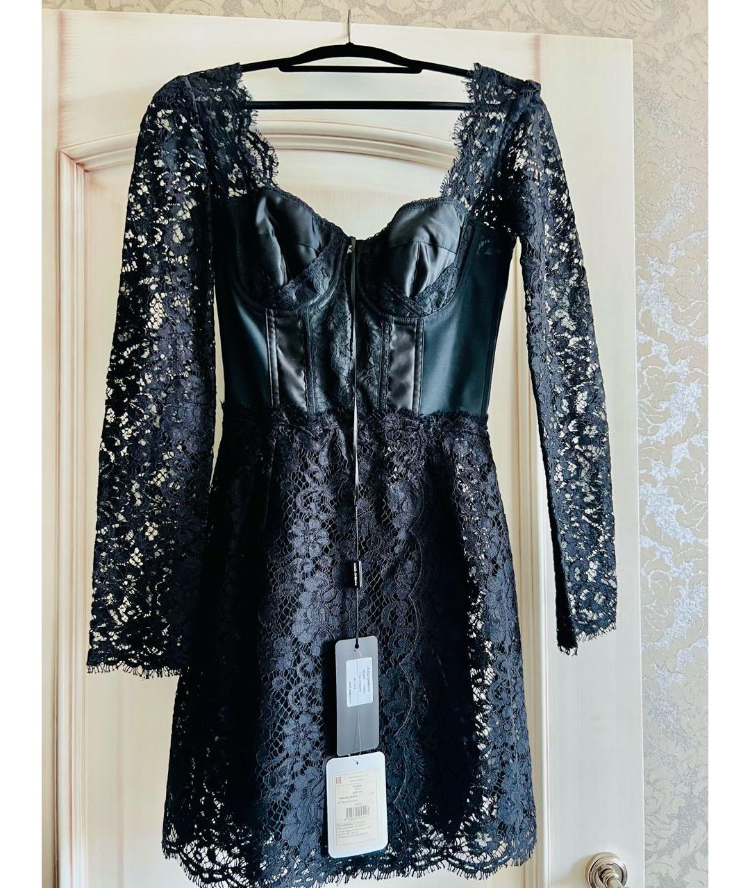 DOLCE&GABBANA Черное хлопковое коктейльное платье, фото 5