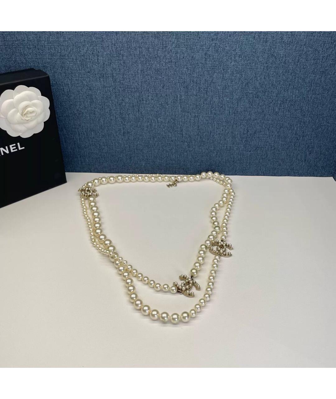 CHANEL Белое жемчужное колье, фото 4