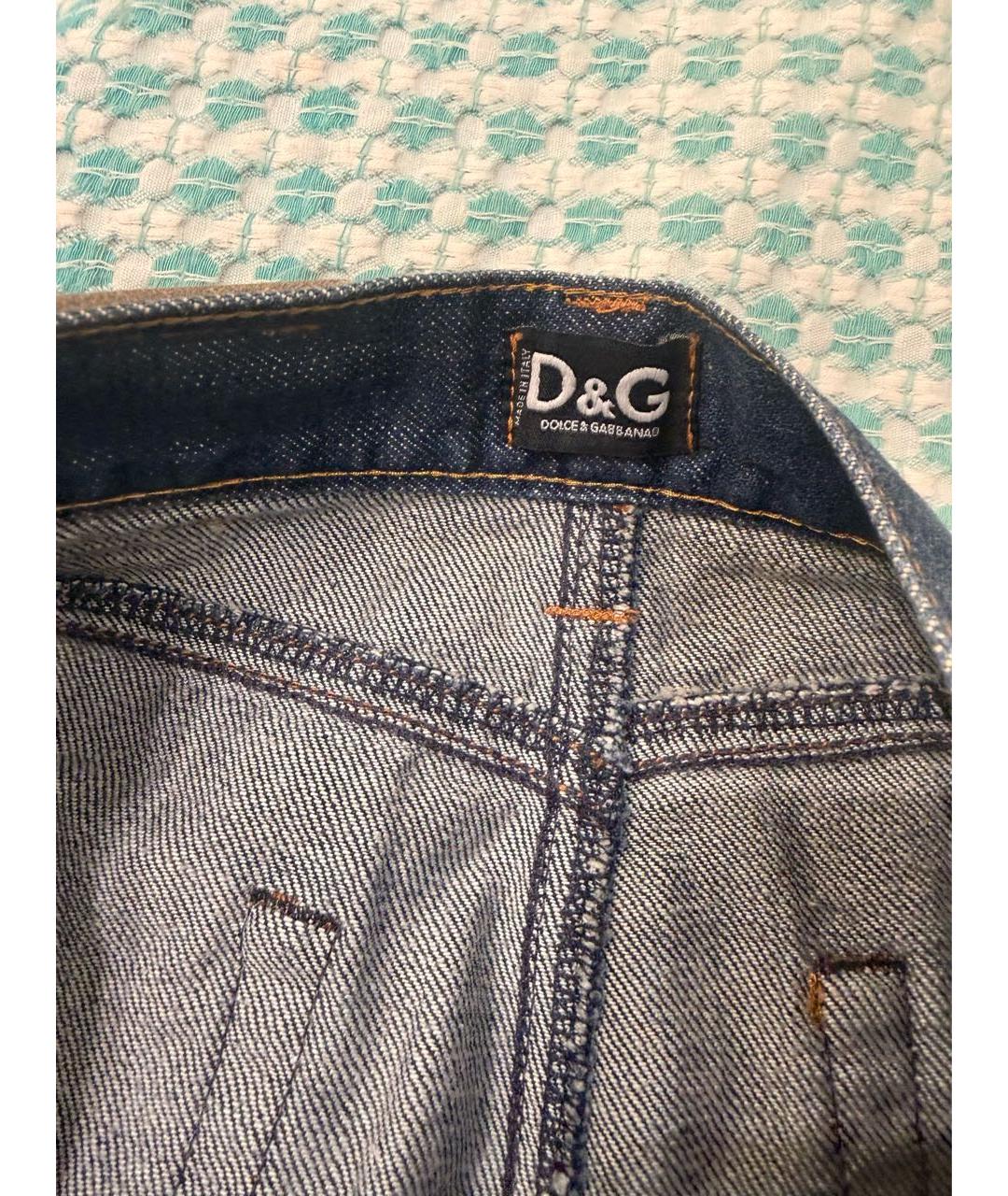 DOLCE&GABBANA Темно-синяя хлопковая юбка миди, фото 2