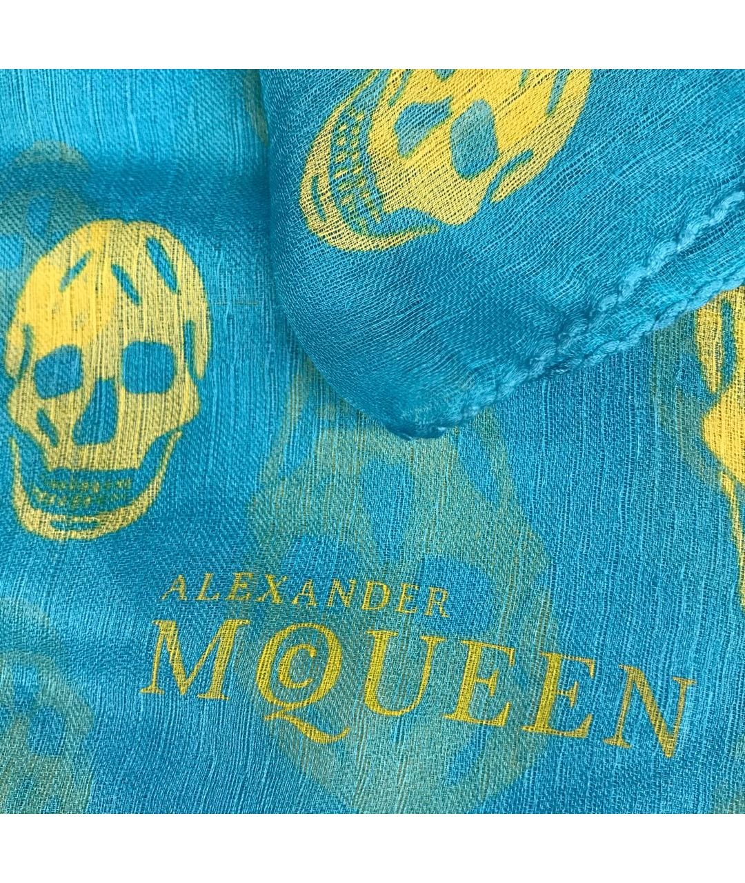 ALEXANDER MCQUEEN Голубой хлопковый шарф, фото 2