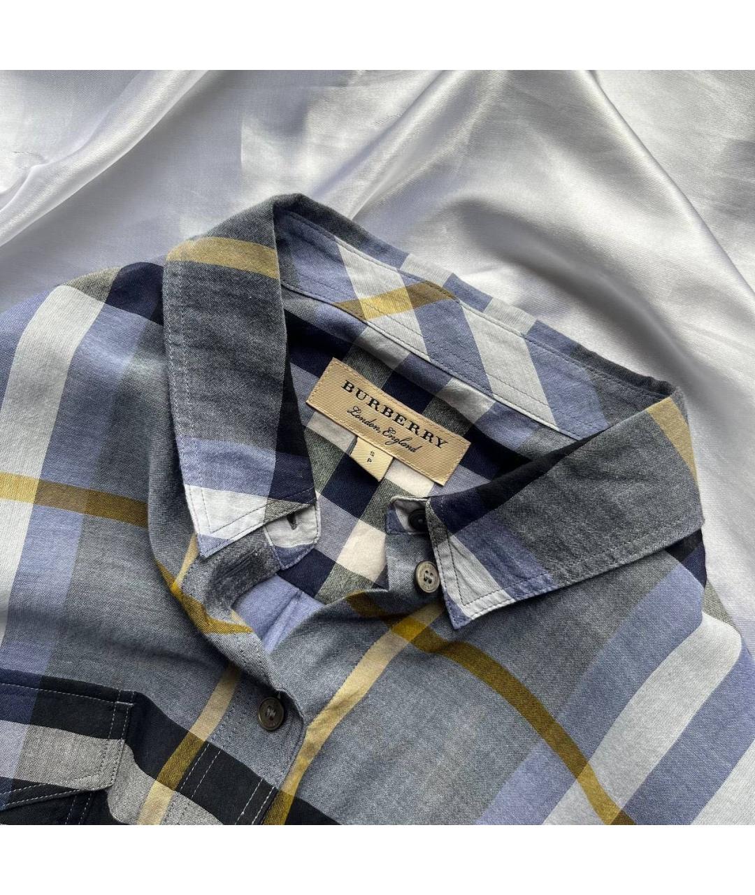 BURBERRY Темно-синяя хлопковая рубашка, фото 4