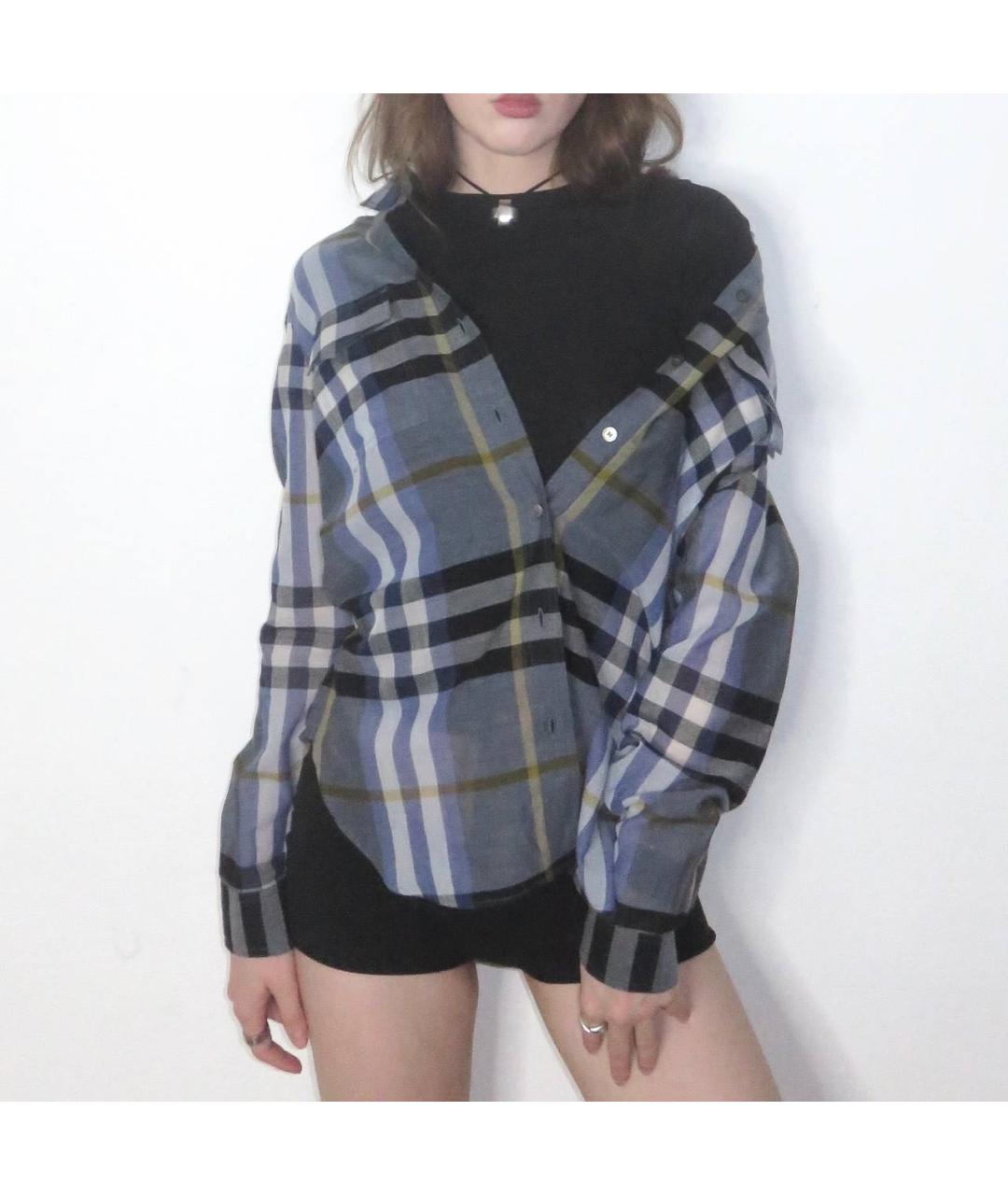 BURBERRY Темно-синяя хлопковая рубашка, фото 2