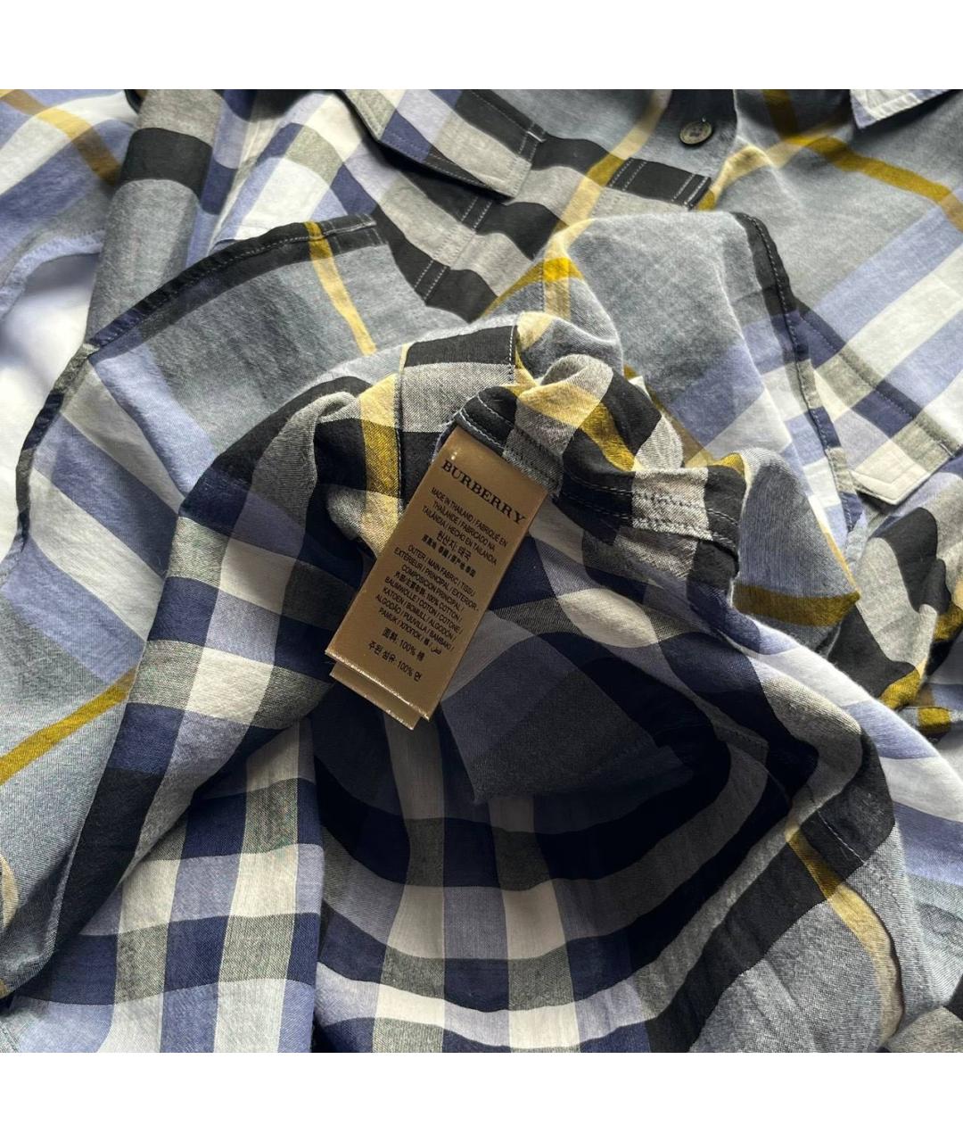 BURBERRY Темно-синяя хлопковая рубашка, фото 5