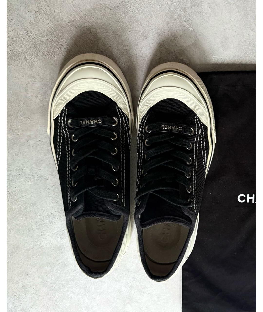 CHANEL Черные текстильные кеды, фото 3