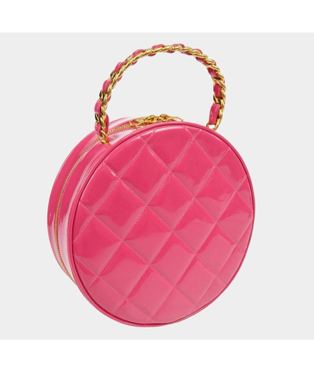 CHANEL Розовая сумка с короткими ручками из лакированной кожи, фото 3