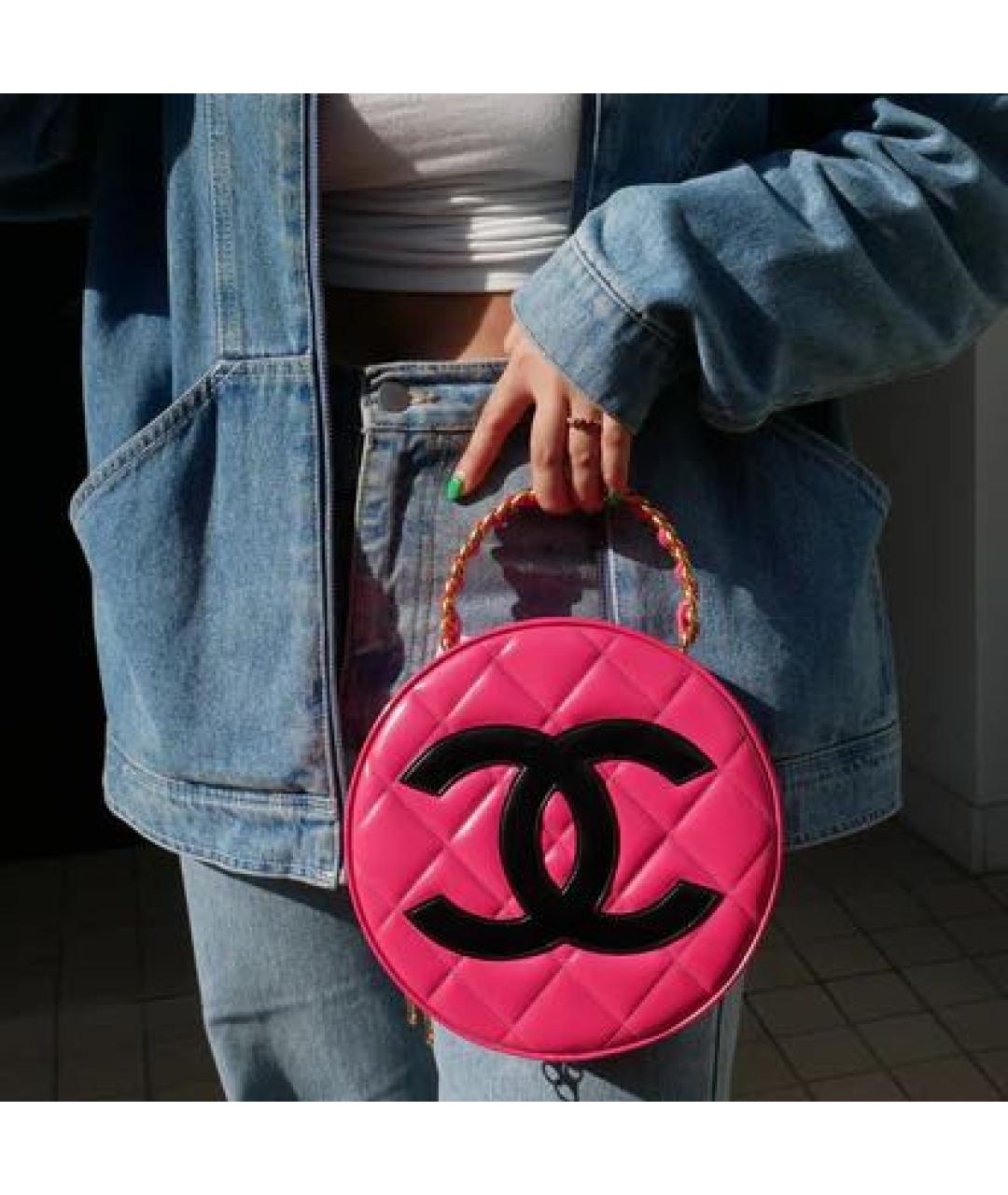 CHANEL Розовая сумка с короткими ручками из лакированной кожи, фото 7