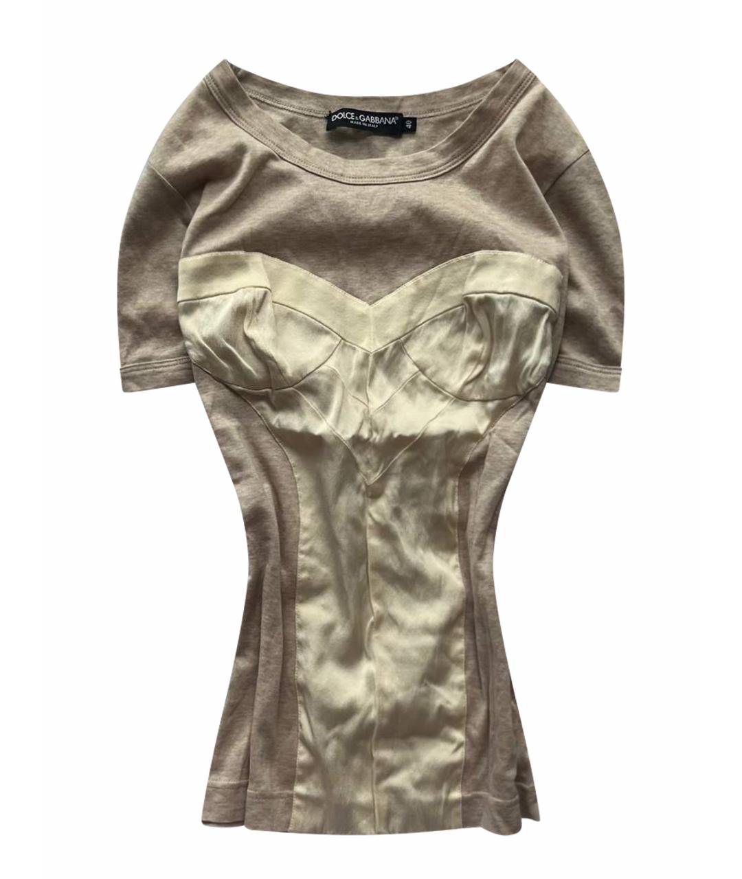 DOLCE&GABBANA Бежевая хлопковая футболка, фото 1