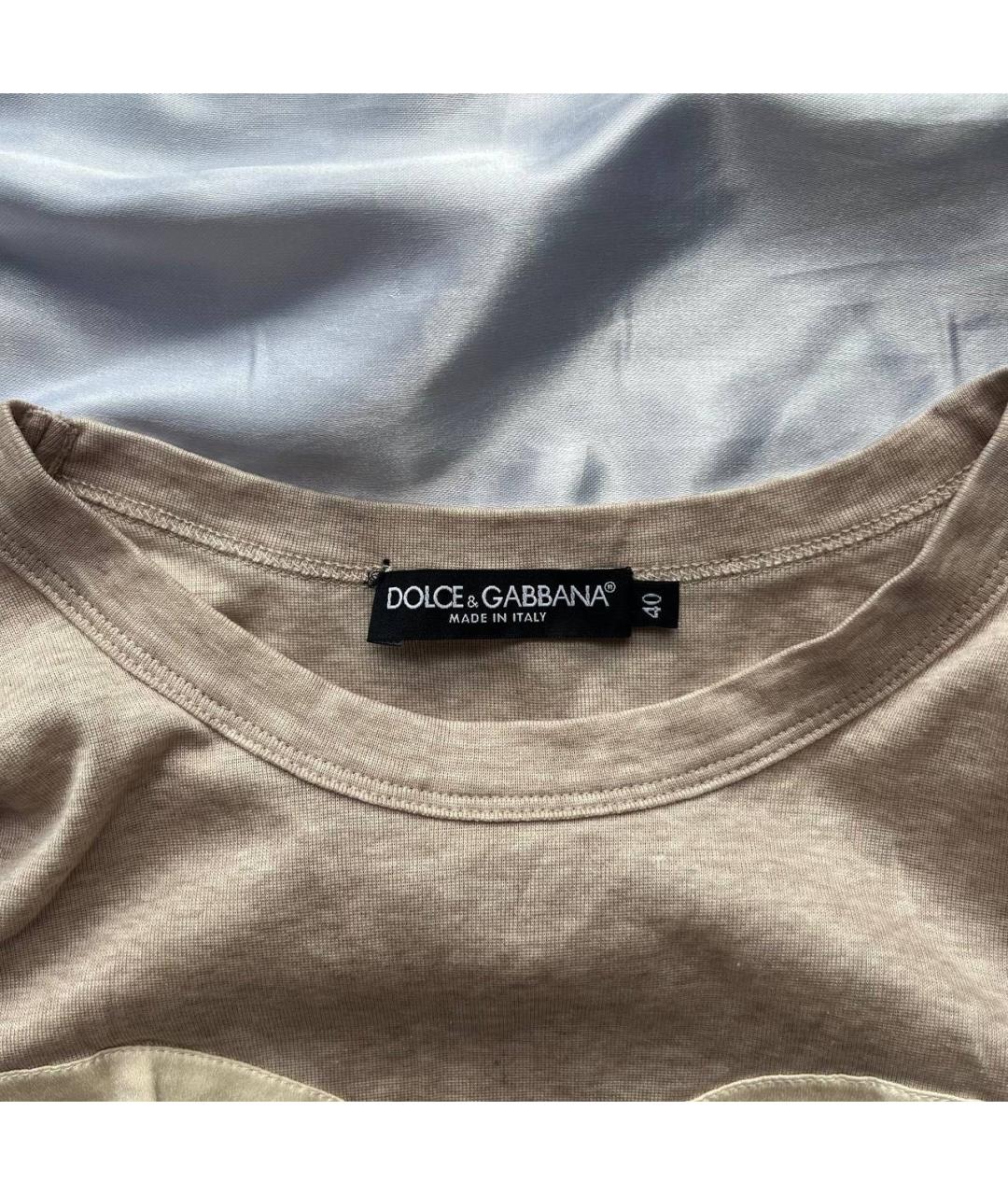 DOLCE&GABBANA Бежевая хлопковая футболка, фото 3