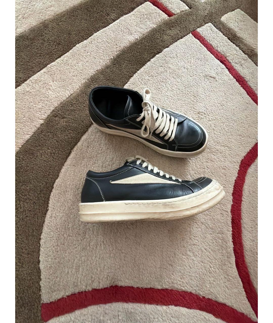RICK OWENS Черные кожаные кеды, фото 4