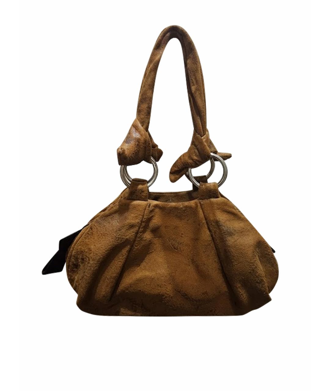 VIVIENNE WESTWOOD Коричневая кожаная сумка с короткими ручками, фото 1