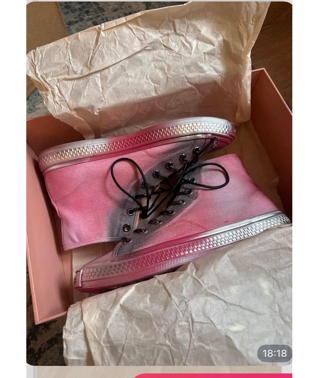 ACNE STUDIOS Красные текстильные высокие кроссовки / кеды, фото 8