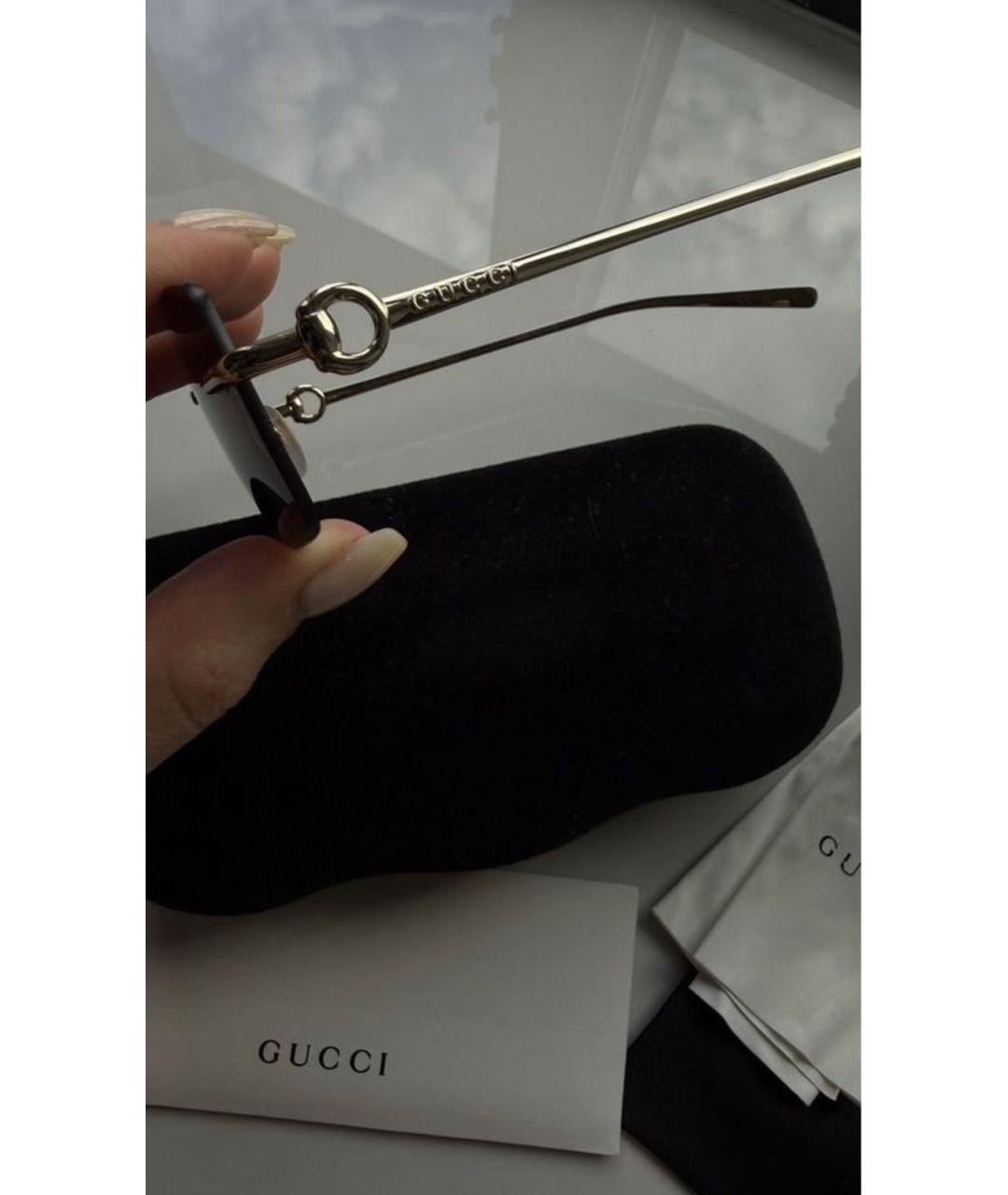 GUCCI Коричневые металлические солнцезащитные очки, фото 5