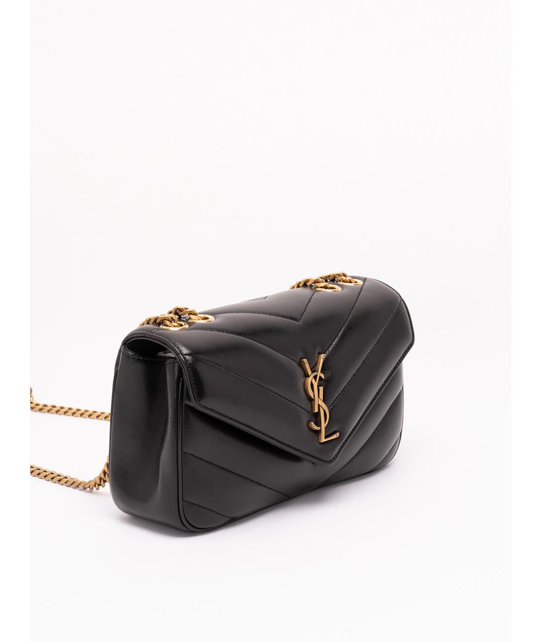 SAINT LAURENT Черная кожаная сумка через плечо, фото 3