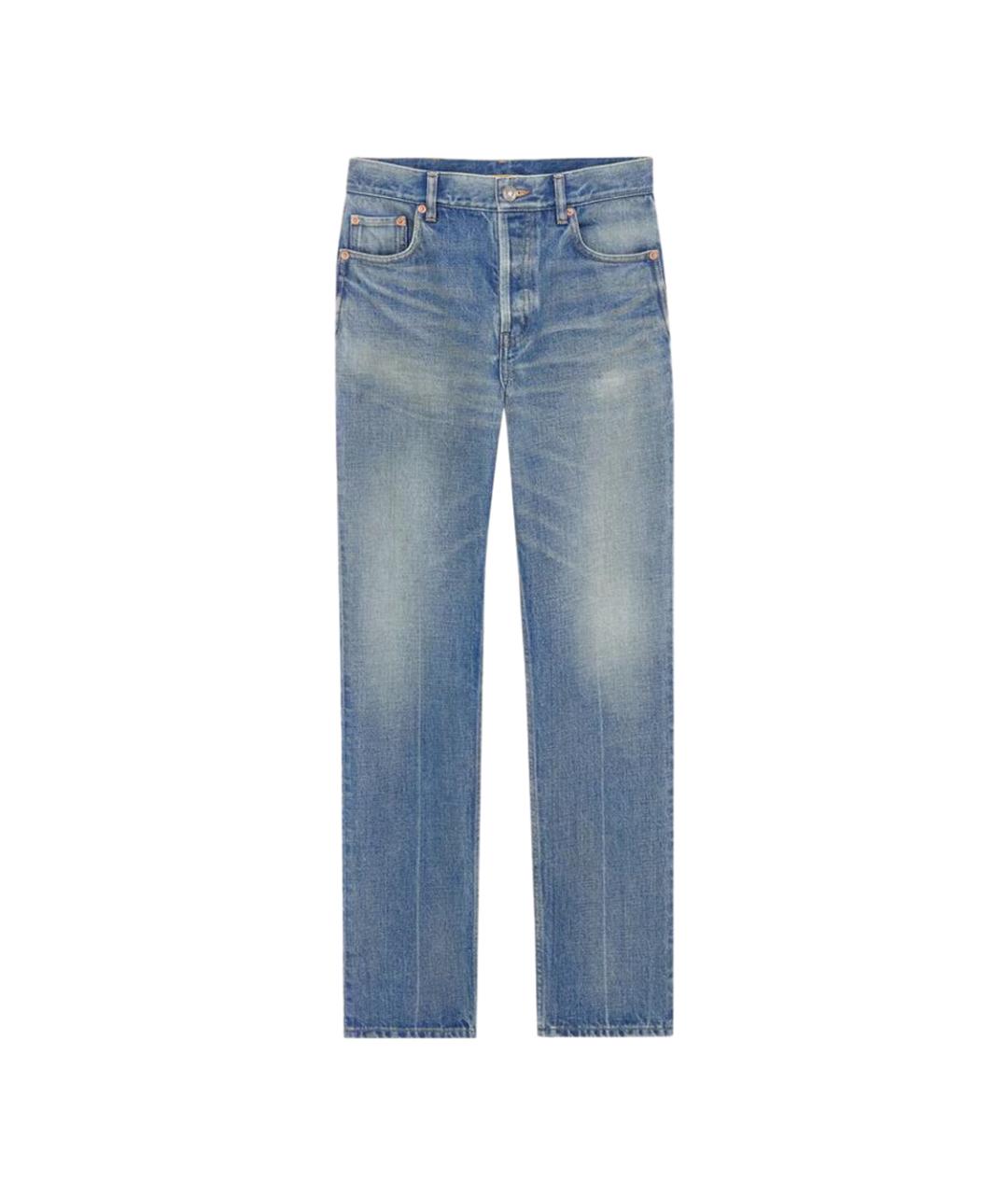 SAINT LAURENT Голубые хлопковые прямые джинсы, фото 1