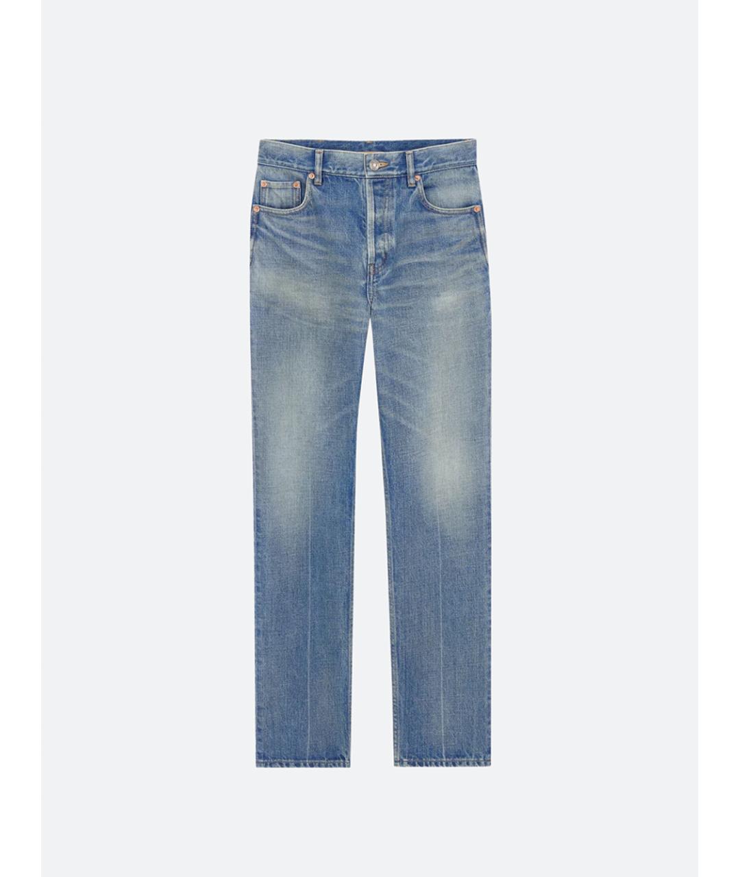 SAINT LAURENT Голубые хлопковые прямые джинсы, фото 2