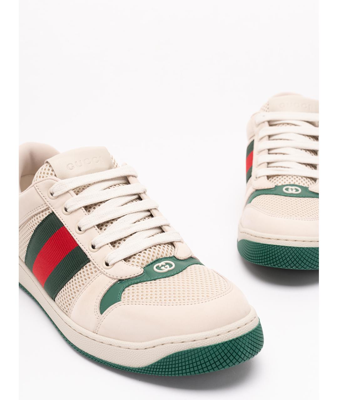 GUCCI Бежевые синтетические низкие кроссовки / кеды, фото 5