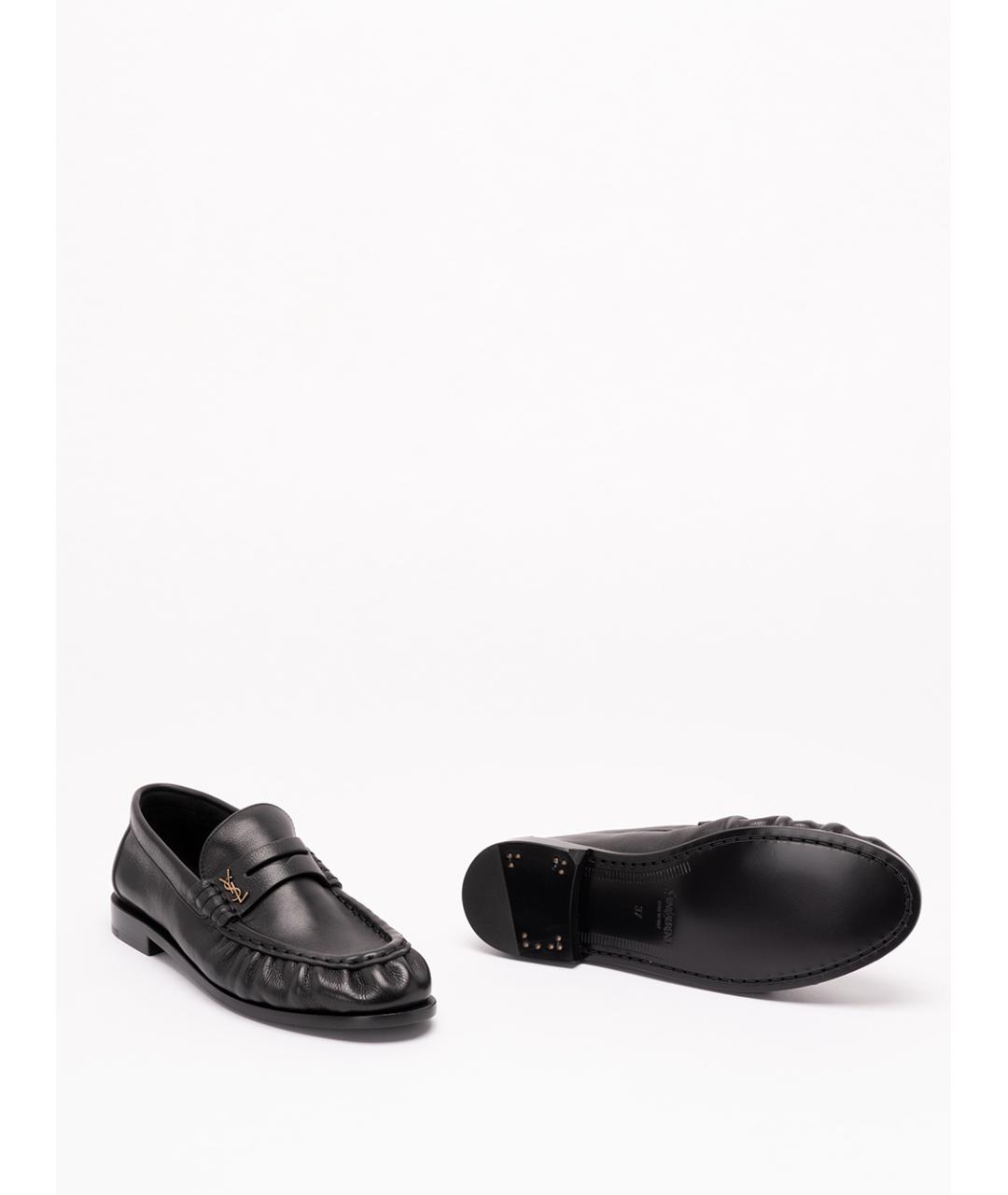 SAINT LAURENT Черные кожаные лоферы, фото 4