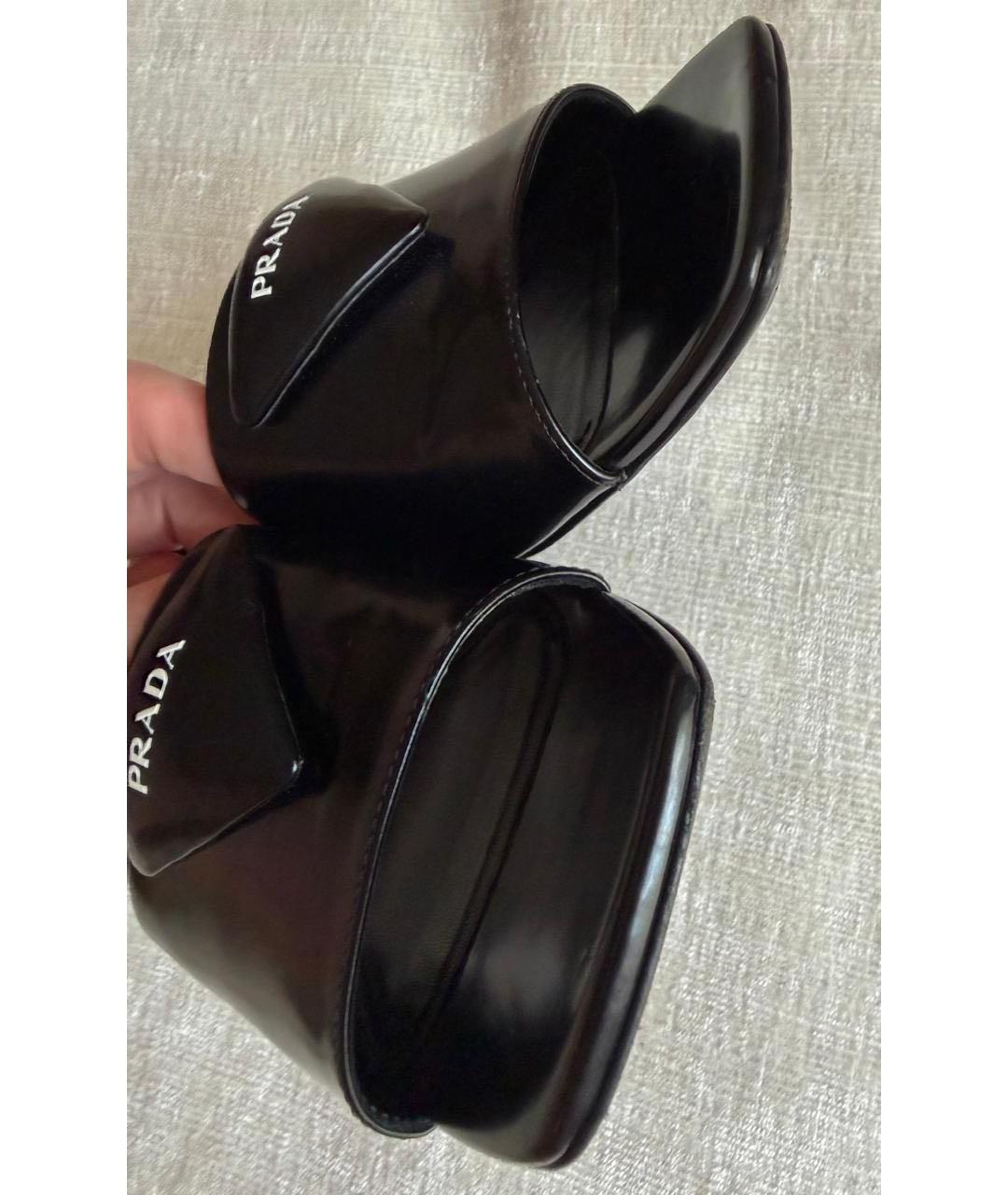 PRADA Черные кожаные мюли, фото 7