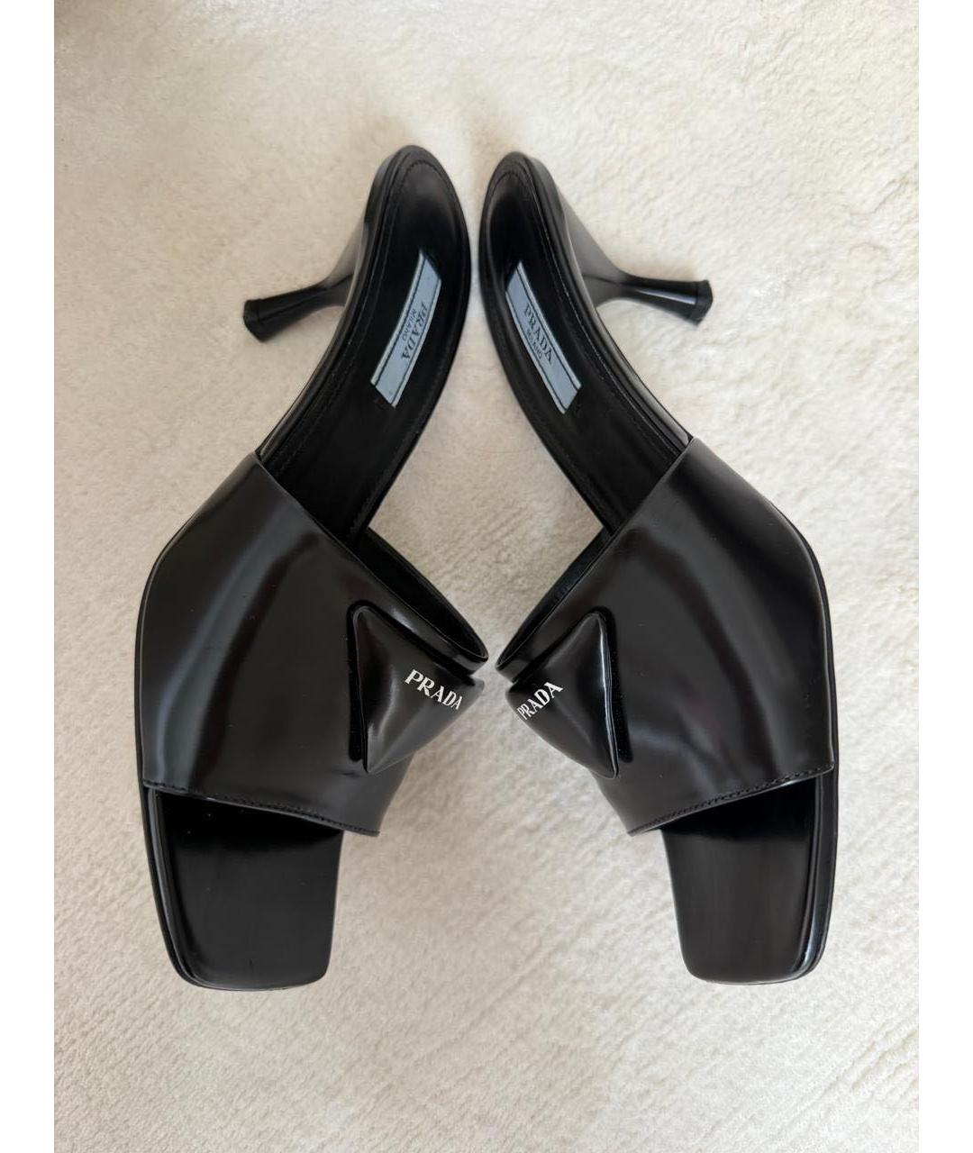 PRADA Черные кожаные мюли, фото 4