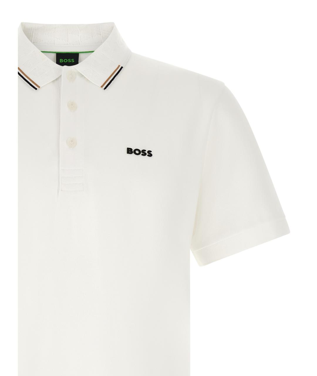 HUGO BOSS Белое хлопковое поло с коротким рукавом, фото 3